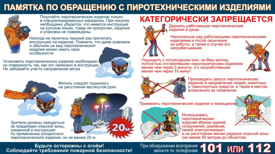 Перед новогодними праздниками напоминаем о правилах запуска пиротехнических изделий